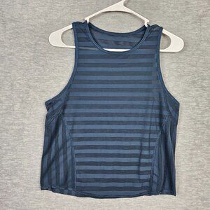 Lululemon Navy Off and Running Tank  Activewear Mesh Top Size 4